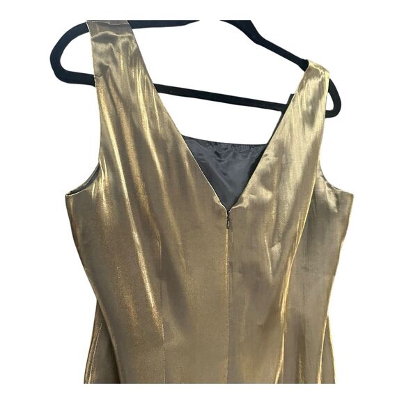 Vintage R&M Richards by Karen Kwong Gold Metallic Maxi Dress Size 12 - Picture 5 of 7